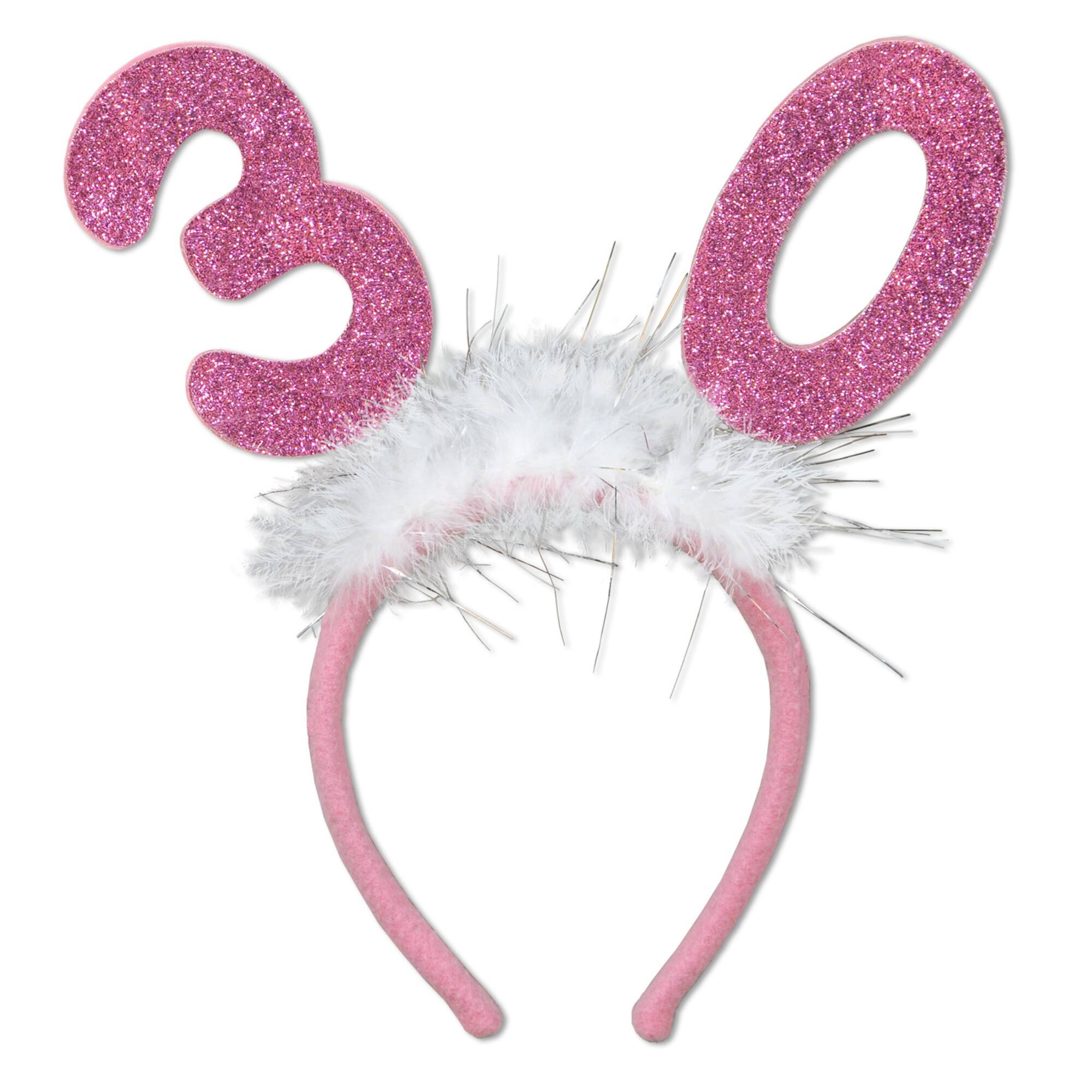 Beistle Adult Pink "30" Glittered Boppers with Marabou, 2ct.